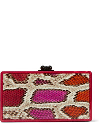 Edie Parker Jean Python And Marble Effect Acrylic Clutch