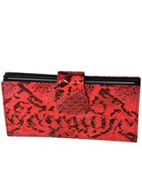 Journee Collection Red Snake Print Clutch Wallet