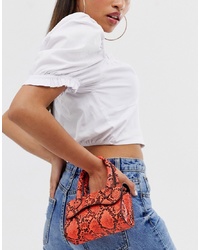 ASOS DESIGN Micro Snake Grab Bag With Curved Flap And Detachable