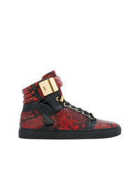 Red Snake Leather High Top Sneakers