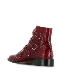 Givenchy Snakeskin Effect Buckled Ankle Boots