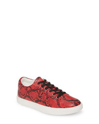 Red Snake Leather Low Top Sneakers