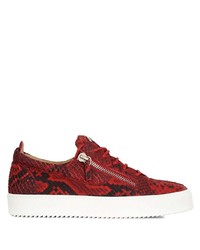 Red Snake Leather Low Top Sneakers