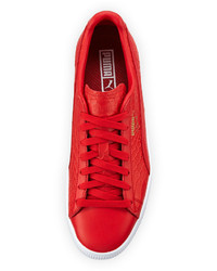 Puma Clyde Snake Embossed Sneaker Red