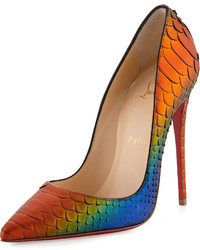 Christian Louboutin So Kate Parrot Python Red Sole Pump