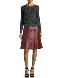 Marc Jacobs Python Embossed Leather Skirt Red