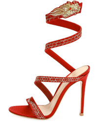 Gianvito Rossi Dragon Ankle Wrap 105mm Sandal Red