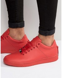 Asos Sneakers In Red With Back Lace And Gold Details