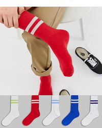 ASOS DESIGN Sports Socks In White And Brights 5 Pack