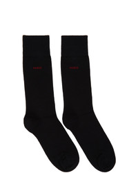 Hugo Two Pack Black And Red Logo Socks