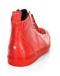 Jimmy Choo Star Studs Leather High Top Sneakers