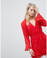 Red Star Print Playsuit