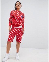 Red Star Print Shorts