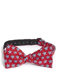 Red Star Print Silk Bow-tie
