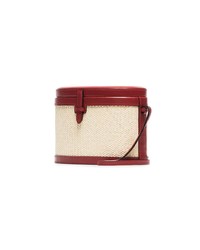 Hunting Season Red And Beige Trunk Woven Straw And Leather Bag