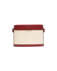 Hunting Season Red And Beige Trunk Woven Straw And Leather Bag