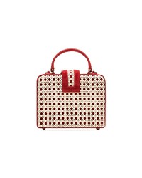 Mehry Mu Red Fey Small Suede Straw Box Bag