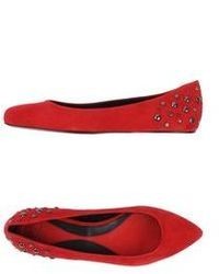 Red Studded Ballerina Shoes