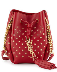Red Studded Bucket Bag