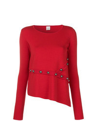 Red Studded Crew-neck Sweater