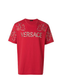 Red Studded Crew-neck T-shirt