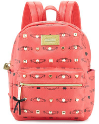 Red Studded Leather Backpack