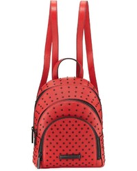 Sloane Mini Studded Leather Backpack Ruby Red