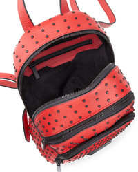 Sloane Mini Studded Leather Backpack Ruby Red