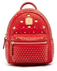 MCM X Mini Stark Bebe Boo Studded Leather Backpack Red