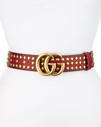 Red Studded Leather Belt