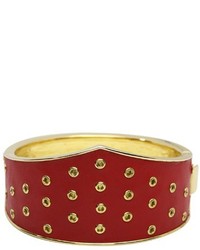House Of Harlow 1960 Red Leather Triangle Cuff In Gold