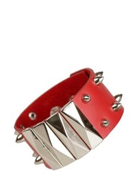 ChicNova Red Leather Bracelet With Paillettes And Spikes Detail