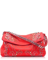 Red Studded Leather Clutch