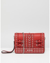 Love Moschino Stud Detail Clutch With Chain Strap