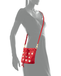 Cynthia Rowley Paisley Studded Leather Crossbody Bag Red