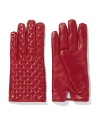 Red Studded Leather Gloves