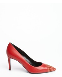 Saint Laurent Red Studded Pointed Toe Pumps