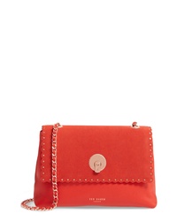 Red Studded Suede Tote Bag