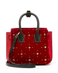 MCM Milla Mini Studded Tote Bag Ruby Red