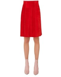 Red Suede A-Line Skirt