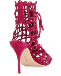 Sophia Webster Delphine Suede Lace Up Bootie Winter Cherry
