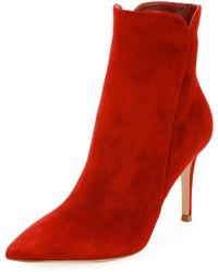 Gianvito Rossi Suede 85mm Point Toe Bootie Red