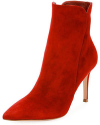 Gianvito Rossi Suede 85mm Point Toe Bootie Red