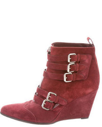 Tabitha Simmons Suede Buckle Embellished Ankle Boots