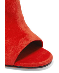 Givenchy Suede Peep Toe Ankle Boots Red