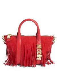 Moschino Letters Fringe Shoulder Bag Red