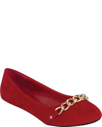 Wild Diva Gloria 37 Red Faux Suede Ornated Shoes
