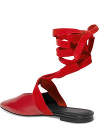 J.W.Anderson Jw Anderson Leather And Suede Ballet Flats Red