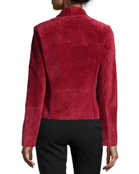 Neiman Marcus Suede Asymmetric Zip Front Jacket
