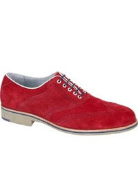 Johnston & Murphy Ellington Wing Tip Red Suede Lace Up Shoes